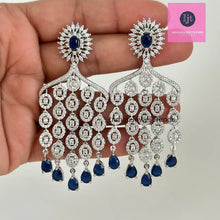 CZ diamond earrings, Silver diamond earrings, Cocktail earrings, Party wear jewelry, Indian pakistani jewelry for wedding
