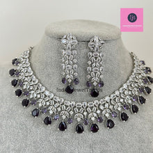 Purple CZ diamond bridal necklace, American Diamond wedding necklace, Cz jewelry, Indian, Pakistani, Punjabi wedding jewelry