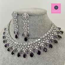 Purple CZ diamond bridal necklace, American Diamond wedding necklace, Cz jewelry, Indian, Pakistani, Punjabi wedding jewelry