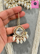 Restocked Pearl uncut polki Kundan Long Necklace set/Gold Long necklace/Rani haar/Indian wedding, Pearl necklace Bollywood Bridesmaid Gift
