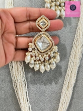 Restocked Pearl uncut polki Kundan Long Necklace set/Gold Long necklace/Rani haar/Indian wedding, Pearl necklace Bollywood Bridesmaid Gift