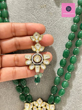 Green Victorian uncut Polki Kundan Necklace/Indian Long Necklace/Statement Necklace/Long Mala/Semi Precious Necklace/Rani Haar/Pakistani