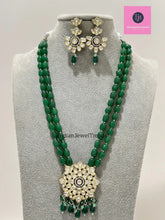 Green Victorian uncut Polki Kundan Necklace/Indian Long Necklace/Statement Necklace/Long Mala/Semi Precious Necklace/Rani Haar/Pakistani