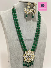 Green Victorian uncut Polki Kundan Necklace/Indian Long Necklace/Statement Necklace/Long Mala/Semi Precious Necklace/Rani Haar/Pakistani