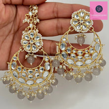 Restocked Kundan Tikka w/ Earring Set- Indian Bridal Maang Tikka, Teeka, Tika Headpiece -Pearl Jewelry For Women - Bollywood Bridesmaid Gift