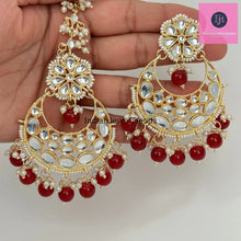 Restocked Kundan Tikka w/ Earring Set- Indian Bridal Maang Tikka, Teeka, Tika Headpiece -Pearl Jewelry For Women - Bollywood Bridesmaid Gift