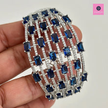 Cubic Zirconia Broad Kada With Rhodium Plating, CZ Openable bracelet, statement Kada, statement bracelet, one size fit to 2.4, 2.6, gift