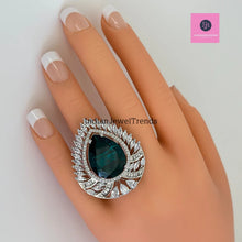 Large American Diamond Ring/Statement Ring/Adjustable Ring/Indian Ring/Pakistani Jewelry/Indian/Bollywood Jewelry/Indian Wedding jewelry
