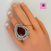 Large American Diamond Ring/Statement Ring/Adjustable Ring/Indian Ring/Pakistani Jewelry/Indian/Bollywood Jewelry/Indian Wedding jewelry