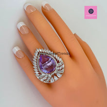 Large American Diamond Ring/Statement Ring/Adjustable Ring/Indian Ring/Pakistani Jewelry/Indian/Bollywood Jewelry/Indian Wedding jewelry