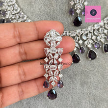 Purple CZ diamond bridal necklace, American Diamond wedding necklace, Cz jewelry, Indian, Pakistani, Punjabi wedding jewelry