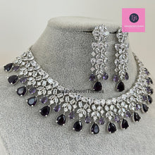 Purple CZ diamond bridal necklace, American Diamond wedding necklace, Cz jewelry, Indian, Pakistani, Punjabi wedding jewelry