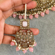 Pink Antique Polki Kundan Necklace set, Pink Indian necklace,Antique Dull Gold necklace, Indian,Pakistani Jewelry,Indian Wedding,Bridal set