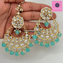 Restocked Kundan Tikka w/ Earring Set- Indian Bridal Maang Tikka, Teeka, Tika Headpiece -Pearl Jewelry For Women - Bollywood Bridesmaid Gift