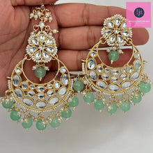 Restocked Kundan Tikka w/ Earring Set- Indian Bridal Maang Tikka, Teeka, Tika Headpiece -Pearl Jewelry For Women - Bollywood Bridesmaid Gift