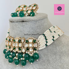 Green Premium quality gold plated silver foiled Kundan necklace/Traditional/Ethnic/Kundan Jewelry/Multi color Kundan Choker/Indian Bridal