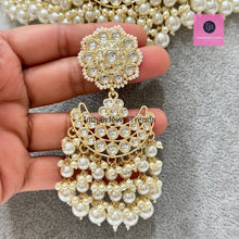Pearl Kundan Necklace set/Indian Jewelry/Pakistani necklace/indian wedding set/Bridal necklace set/bollywood jewelry/punjabi jewelry