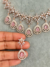 Pink Rose Gold American Diamond necklace/Diamond/CZ Stones Necklace/Elegant/Unique Jewelry/Indian/Pakistani/Bollywood/Indian Wedding/Bridal