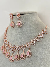 Pink Rose Gold American Diamond necklace/Diamond/CZ Stones Necklace/Elegant/Unique Jewelry/Indian/Pakistani/Bollywood/Indian Wedding/Bridal