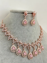 Pink Rose Gold American Diamond necklace/Diamond/CZ Stones Necklace/Elegant/Unique Jewelry/Indian/Pakistani/Bollywood/Indian Wedding/Bridal