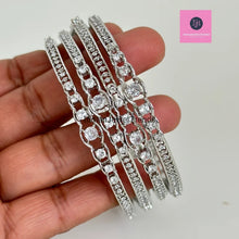 Delicate Silver Finish American Diamond Bangles /CZ Bangles/Bracelet/Indian Party Bangles/CZ stone bangle/Indian wedding/bridal jewelry 4Pcs