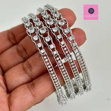 Delicate Silver Finish American Diamond Bangles /CZ Bangles/Bracelet/Indian Party Bangles/CZ stone bangle/Indian wedding/bridal jewelry 4Pcs