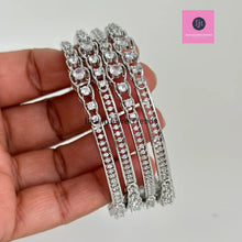 Delicate Silver Finish American Diamond Bangles /CZ Bangles/Bracelet/Indian Party Bangles/CZ stone bangle/Indian wedding/bridal jewelry 4Pcs