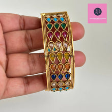 Gold plated Polki openable bangle pair/Statement Kada/Kundan Bangles/Bridal Bangle/Indian Wedding/Pakistani/Punjabi
