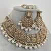 White Antique Polki Kundan Pearl Necklace, bridal, Indian Wedding Jewelry