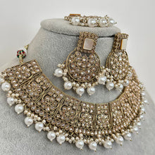White Antique Polki Kundan Pearl Necklace, bridal, Indian Wedding Jewelry