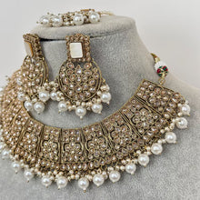 White Antique Polki Kundan Pearl Necklace, bridal, Indian Wedding Jewelry