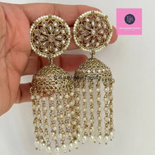 Statement Polki Jhumka/Pearl Long Jhumka/Indian Jewelry/Pakistani/Punjabi/Indian/Statement earring/Bridal earring/Indian wedding