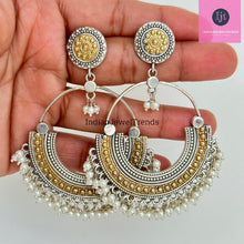 Dual tone German Silver Earrings/Oxidized Earrings/Antique Silver/Silver Look Alike/Lightweight/Tribal/Afghani/Indian Jewelry/Boho Jewelry