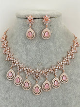 Pink Rose Gold American Diamond necklace/Diamond/CZ Stones Necklace/Elegant/Unique Jewelry/Indian/Pakistani/Bollywood/Indian Wedding/Bridal
