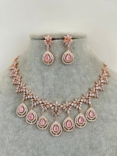 Pink Rose Gold American Diamond necklace/Diamond/CZ Stones Necklace/Elegant/Unique Jewelry/Indian/Pakistani/Bollywood/Indian Wedding/Bridal