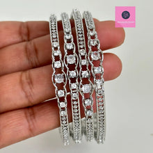 Delicate Silver Finish American Diamond Bangles /CZ Bangles/Bracelet/Indian Party Bangles/CZ stone bangle/Indian wedding/bridal jewelry 4Pcs