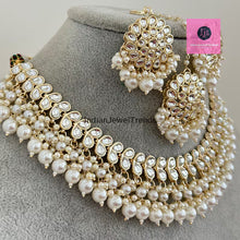 White Pearl Kundan Necklace Set/Kundan Choker/ Bollywood Jewelry/ Indian jewelry/ Pakistani necklace/ punjabi necklace/bridal/indian wedding