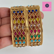 Gold plated Polki openable bangle pair/Statement Kada/Kundan Bangles/Bridal Bangle/Indian Wedding/Pakistani/Punjabi