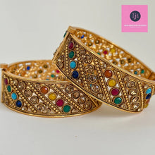 Gold plated Polki openable bangle pair/Statement Kada/Kundan Bangles/Bridal Bangle/Indian Wedding/Pakistani/Punjabi