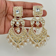 Deepika Padukone inspired Bollywood Kundan Earrings/Indian/pearl Earring/Pakistani/Statement Earrings/Long chandelier/bridal/Indian wedding