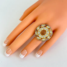 Dual tone Large Fine Victorian Monalisa stone Ring/Adjustable Ring/Indian Ring/Pakistani/Punjabi/Bollywood/Statement/Cocktail Ring