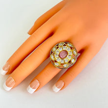 Dual tone Large Fine Victorian Monalisa stone Ring/Adjustable Ring/Indian Ring/Pakistani/Punjabi/Bollywood/Statement/Cocktail Ring