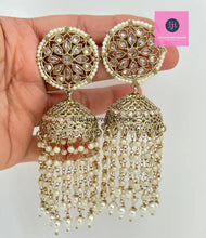 Statement Polki Jhumka/Pearl Long Jhumka/Indian Jewelry/Pakistani/Punjabi/Indian/Statement earring/Bridal earring/Indian wedding