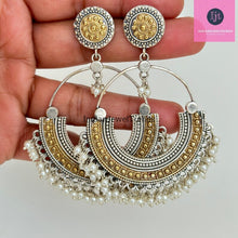 Dual tone German Silver Earrings/Oxidized Earrings/Antique Silver/Silver Look Alike/Lightweight/Tribal/Afghani/Indian Jewelry/Boho Jewelry