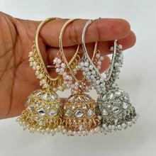 Large kundan pearl Hoop Earrings/Traditional ethnic hoop/Bali earring/Trendy/Statement earrings/Bali Jhumka//pakistani/Punjabi