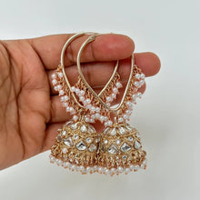 Large kundan pearl Hoop Earrings/Traditional ethnic hoop/Bali earring/Trendy/Statement earrings/Bali Jhumka//pakistani/Punjabi