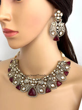 Ruby victorian uncut Polki Kundan necklace, Sabyasachi Designer necklace,Bollywood, Indian Pakistani Jewelry for Wedding, bridal jewelry