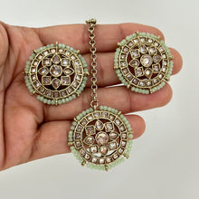 Clearance**Polki Kundan Tikka w/Earring Set/Indian Bridal Maang Tikka/Teeka/Tika Headpiece/Handmade Pearl Jewelry For Women ** Final Sale**