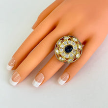 Dual tone Large Fine Victorian Monalisa stone Ring/Adjustable Ring/Indian Ring/Pakistani/Punjabi/Bollywood/Statement/Cocktail Ring
