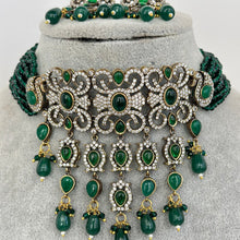 Emerald victorian uncut Polki Kundan Choker, Sabyasachi Designer necklace, Bollywood, Indian Pakistani Jewelry for Wedding, bridal jewelry